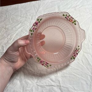 Mayfair Pink Frosted by Anchor Hocking Handled Vegetable Bowl